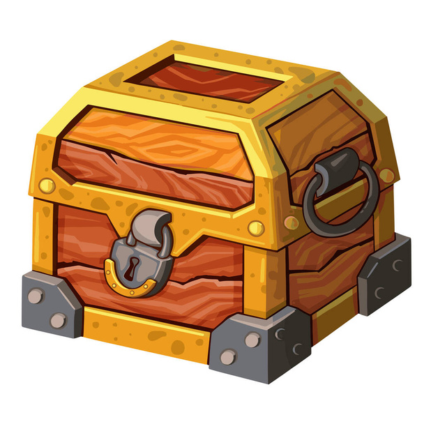 Treasure chest wooden  drawn - Vector, Image