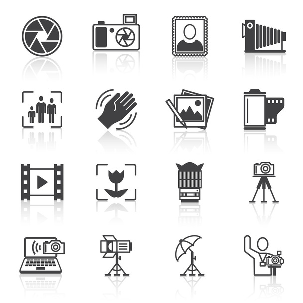 Photography icons black - Vector, Image