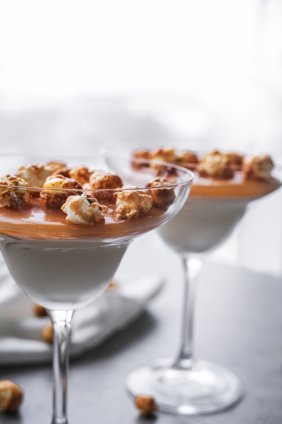 caramel dessert panna cotta close-up - Photo, Image