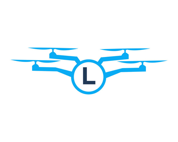 Drone Logo Tasarımı L harfi üzerinde. Fotoğraf Drone Vektör Şablonu - Vektör, Görsel