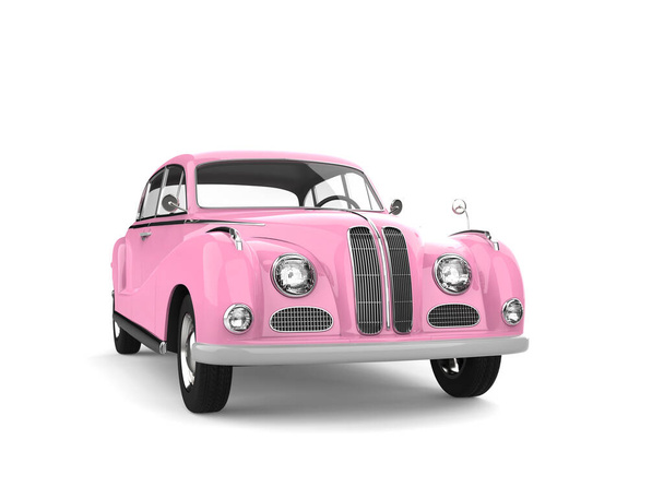 Klassisches Oldtimer-Luxusauto in süßem Rosa - Frontansicht - Foto, Bild