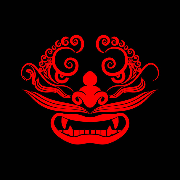 Dragon hindou rouge sur fond noir. Illustration vectorielle - Vecteur, image