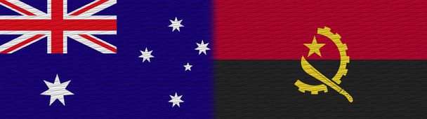 Ανγκόλα και Αυστραλία Ύφασμα Σημαία 3D Εικονογράφηση - Φωτογραφία, εικόνα