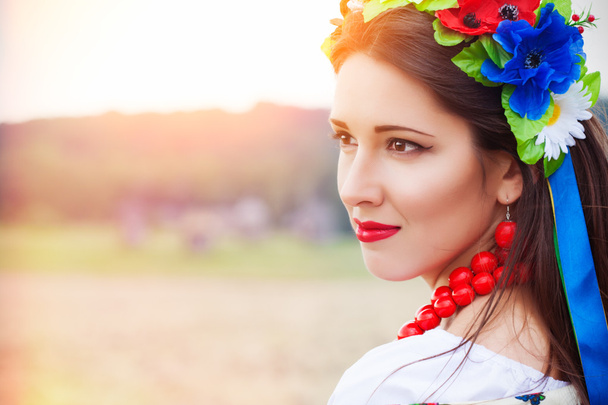 Woman wearing national ukrainian clothes - Zdjęcie, obraz
