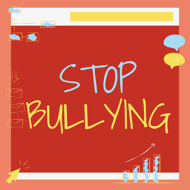 Conceptual display Stop Bullying. Conceptual photo voicing out their campaign against violence towards victims Illustration Of Board Receiving Messages And Searching Improvements. - Photo, image
