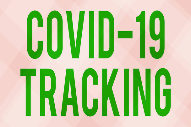 Text rukopisu Covid 19 Tracking. Koncept znamená Rozlišovací proces možných infikovaných jedinců Line Ilustrované pozadí s různými tvary a barvami. - Fotografie, Obrázek