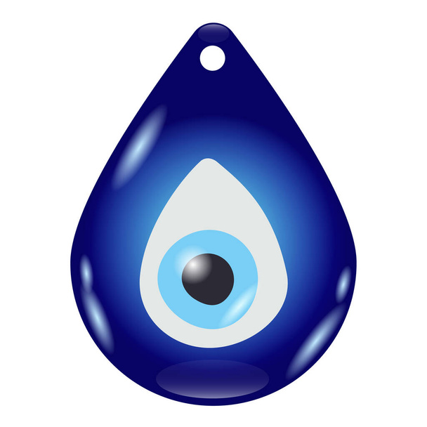 Evil eye amulet. Blue oriental protection talisman. Turkish and greek symbol of protection. Glass nazar vector illustration. - Vector, Image