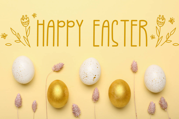 Χαριτωμένη ευχετήρια κάρτα για Καλό Πάσχα με αυγά - Φωτογραφία, εικόνα