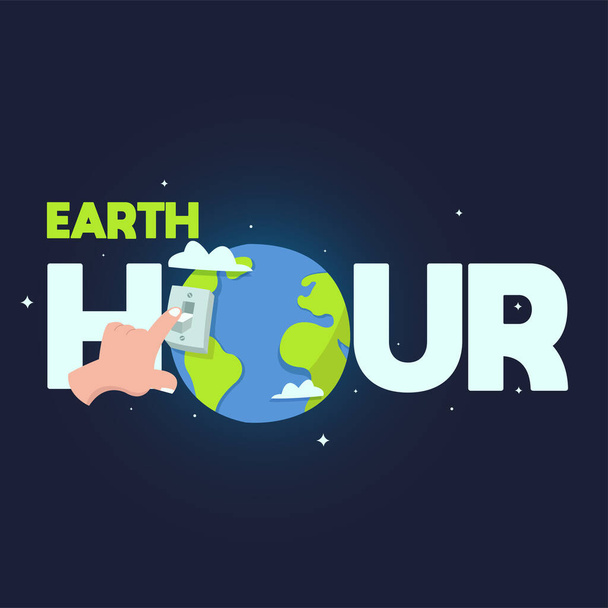Typography from earth hour around the world - Vektör, Görsel