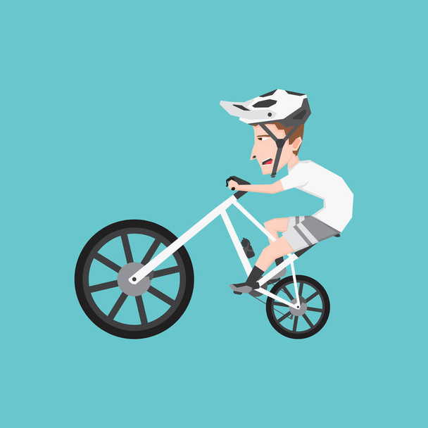 Una ilustración de fantasía de un ciclista con bicicleta asimétrica - Vector, imagen
