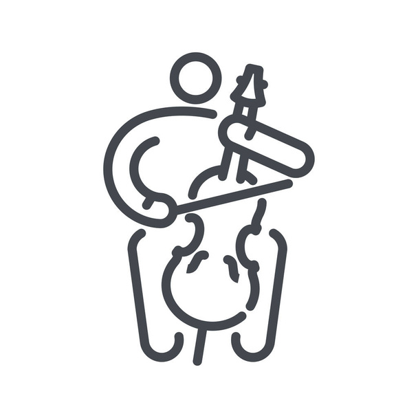 Ícone de linha de violoncelo vetorial. Instrumento de viola musical com símbolo de músico isolado em fundo transparente. - Vetor, Imagem