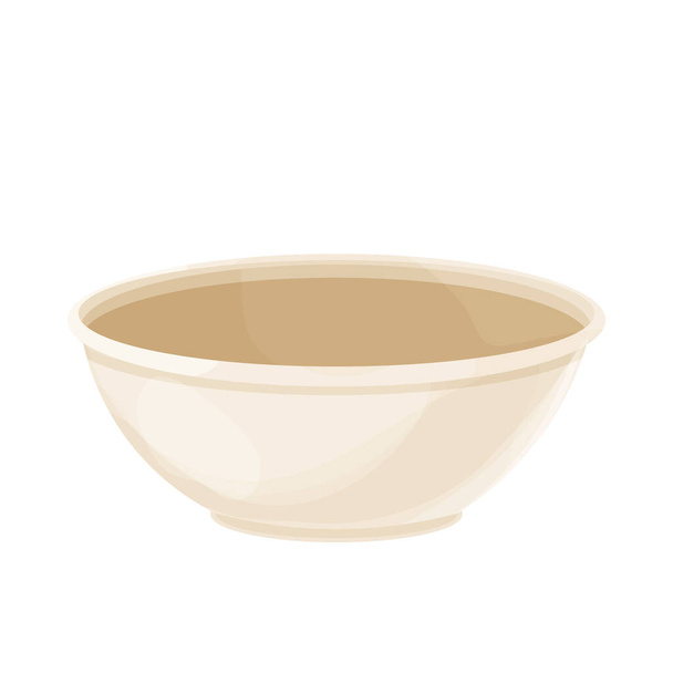 Пустой миски, соус фарфоровой тарелки, кухонные принадлежности в стиле мультфильма изолированы на белом фоне. Контейнер для еды, элемент дизайна. - Вектор,изображение