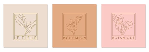 Set of trendy minimalist botanical abstract bohemian design icons - Διάνυσμα, εικόνα