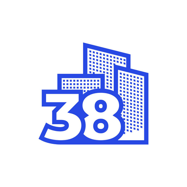 száma 38 épület logó tervezés vektor grafikus szimbólum ikon illusztráció kreatív ötlet - Vektor, kép