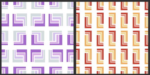 ベクトルシームレスパターンのセット。幾何学的で抽象的な白い孤立した背景のパターン.  - ベクター画像