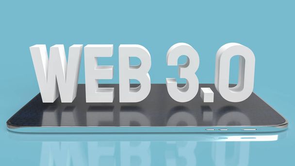 Web 3.0 texto blanco en la tableta en fondo azul para el concepto de tecnología 3d renderizado - Foto, imagen