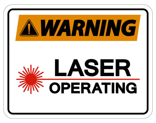 Varovné bezpečnostní znamení laser operující na bílém pozadí - Vektor, obrázek