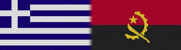 Angola és Görögország szövet textúra zászló 3D Illusztráció - Fotó, kép