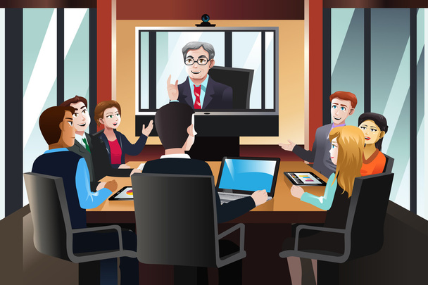 Gente de negocios en una videoconferencia
 - Vector, Imagen