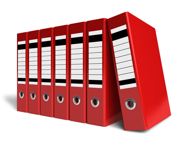 Row of red office folders - Фото, изображение