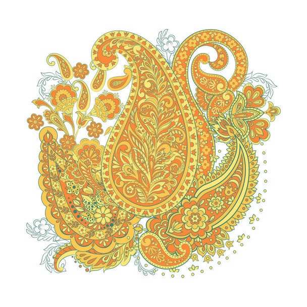 paisley isolated pattern. damask vector illustration - Vector, Image