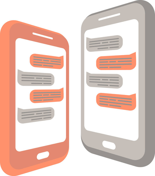 Mobilní aplikace messenger s dialogem chatování na dvou obrazovkách mobilních telefonů - Vektor, obrázek
