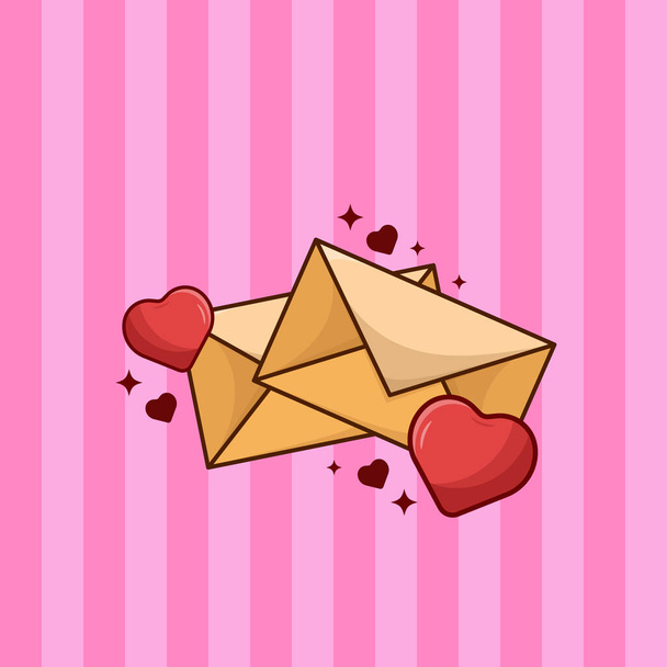 Rakkaus Viesti Kirjekuori sydämen muotoinen Valentine kuvitus - Vektori, kuva