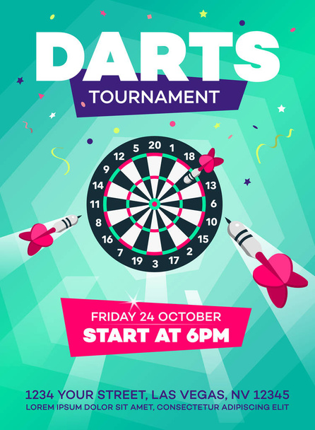 Modern darts tournament poster invitation template. Easy to use for your local club competition. - Vector, Image