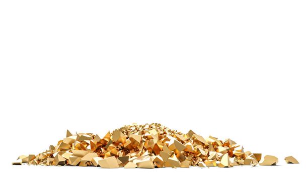 rubble fragments of gold metal. wealth concept. 3d render - Fotó, kép