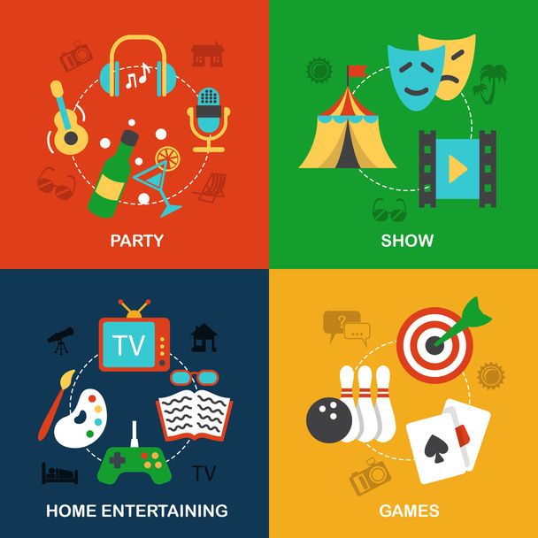Entertainments icons flat - Vector, Image