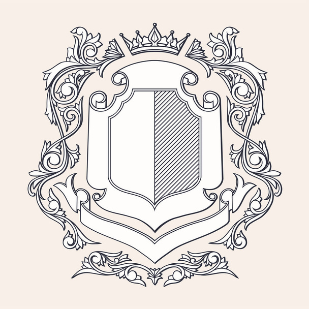 Ornate monochrome decorative vintage blank emblem - Вектор, зображення