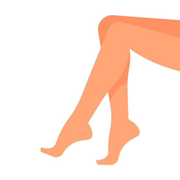 Gambe femminili nude. Vista laterale. Parte del corpo. Persona caucasica. Gambe lunghe e belle isolate su sfondo bianco. Modello.. - Vettoriali, immagini