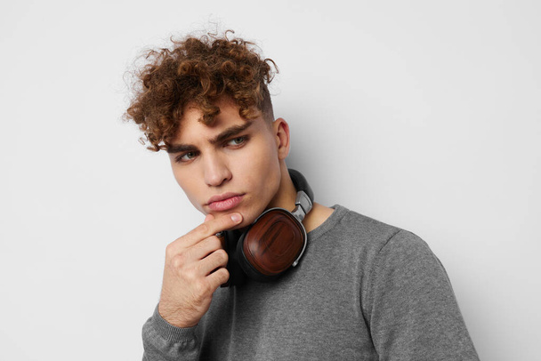 Attractive man headphone music technology Lifestyle unaltered - Fotografie, Obrázek