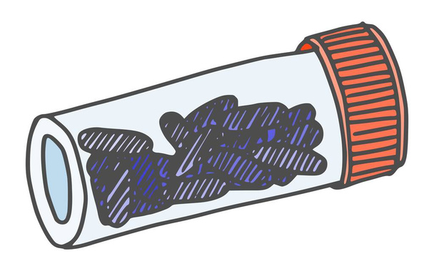 plastic pot met pillen. doodle schets vector voorraad nieuw - Vector, afbeelding