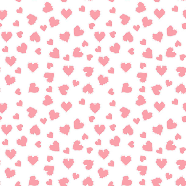 Seamless pattern of small pink hearts on a white background. - Фото, изображение
