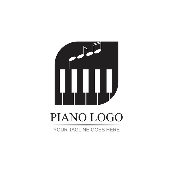 ピアノロゴベクトルイラストデザインテンプレート - ベクター画像