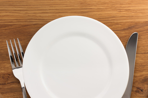 Plate, knife and fork - Фото, зображення