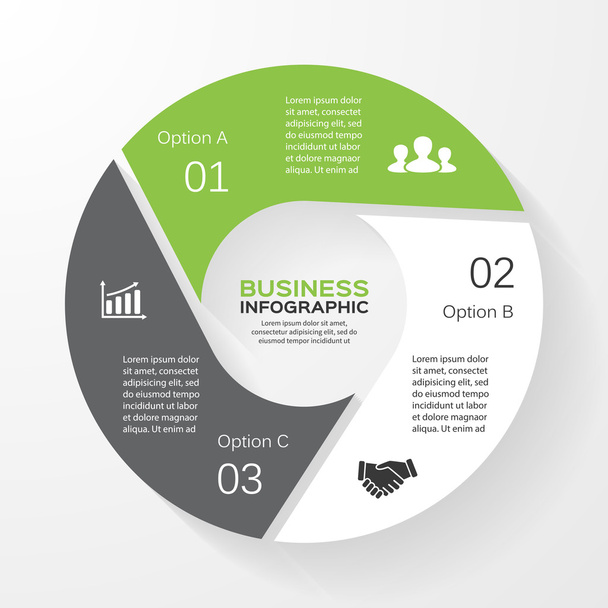 Vector circle infographic. Template for diagram, graph, presentation and chart. Business concept with 3 options, parts, steps or processes. Abstract background. - Vector, Image