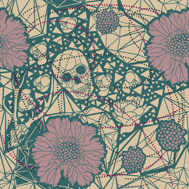 Calavera con adorno floral. Ilustración vectorial
 - Vector, Imagen