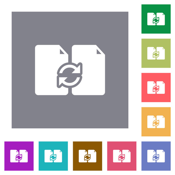 Обмен документами плоские иконки на простых цветовых квадратных фонов - Вектор,изображение