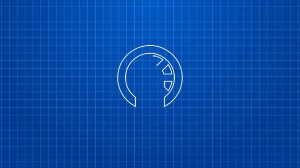 White line Ship steering wheel icon isolated on blue background. 4K Video motion graphic animation - Footage, Video