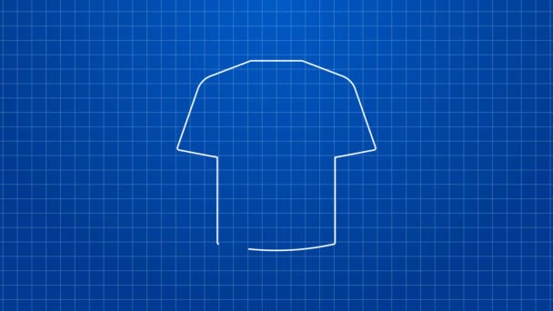 Fehér vonal Csíkos tengerész póló ikon elszigetelt kék háttérrel. Tengerészeti tárgy. 4K Videó mozgás grafikus animáció - Felvétel, videó