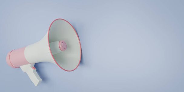 Розовый мегафон громкоговоритель изолировать на фоне но. Трехмерная иллюстрация. - Фото, изображение