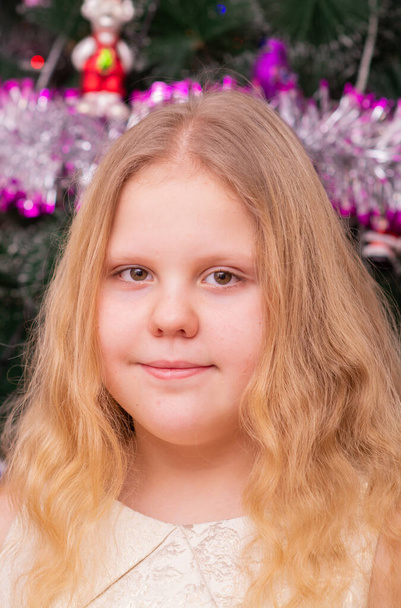 Una bella ragazza elegante vicino all'albero di Natale nel nuovo anno.  - Foto, immagini