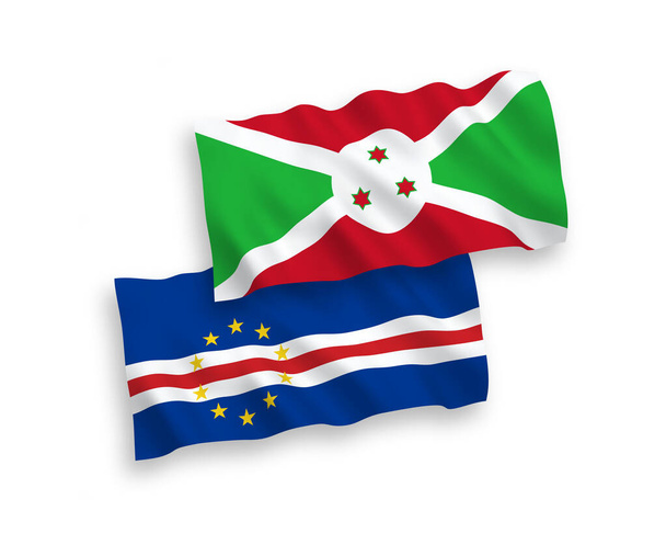 Vlaggen van de Republiek Cabo Verde en Burundi op een witte achtergrond - Vector, afbeelding