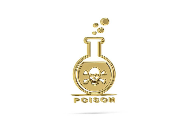 Ícone de veneno 3d dourado isolado no fundo branco renderização 3d - Foto, Imagem