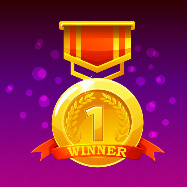 Award gold medal for winner in first place. - Vector, Image