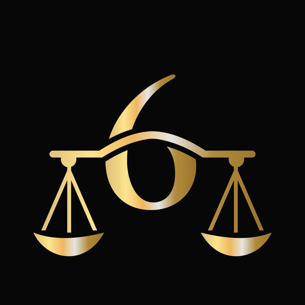 Kirje 6 Scale asianajaja Law Logo suunnittelu. Alkuperäinen pilari, Asianajotoimisto, Asianajotoimisto Kirjaudu sisään Kirje 6 Konsepti malli - Vektori, kuva