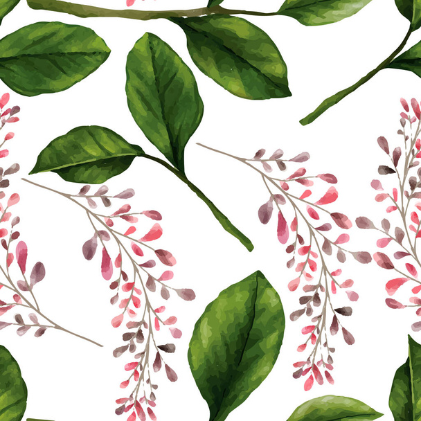 Beautiful watercolor leaf seamless pattern - Vektor, obrázek