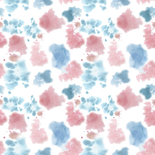 Romantic clouds hand drawn watercolor seamless pattern - Foto, afbeelding